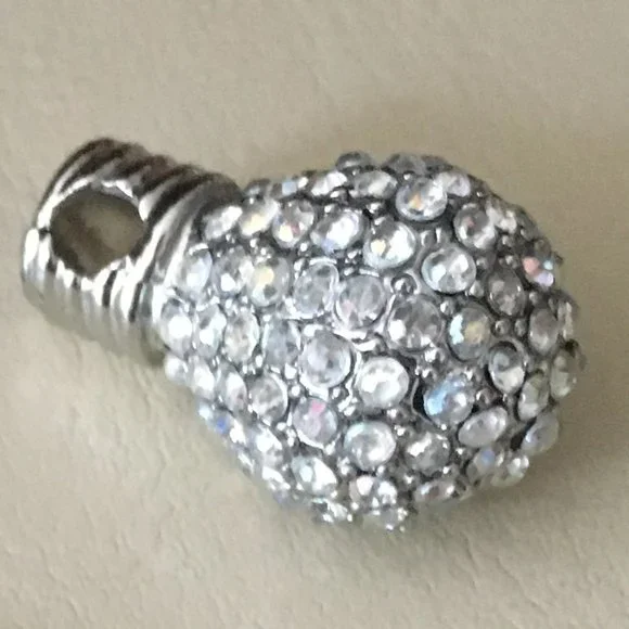 Pandora Compatible Rhinestone Lightbulb Charm - Picture 2 of 4